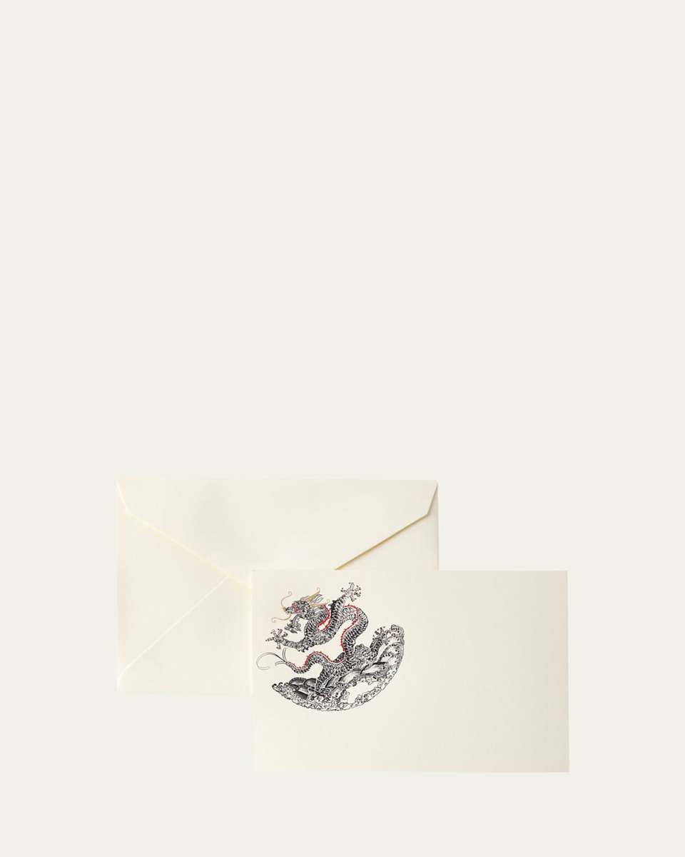 Hand-Engraved Dragon Cards with Envelopes, Set of 10